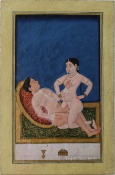 Asanas de un manuscrito de Kalpa Sutra o Koka Shastra sexy Pinturas al óleo